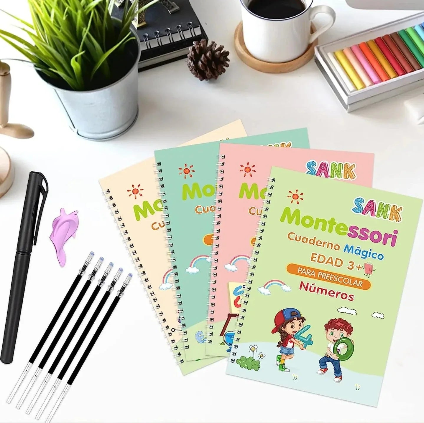 Cuadernos Reutilizables para Caligrafía X4: ¡El Futuro del Aprendizaje Infantil!